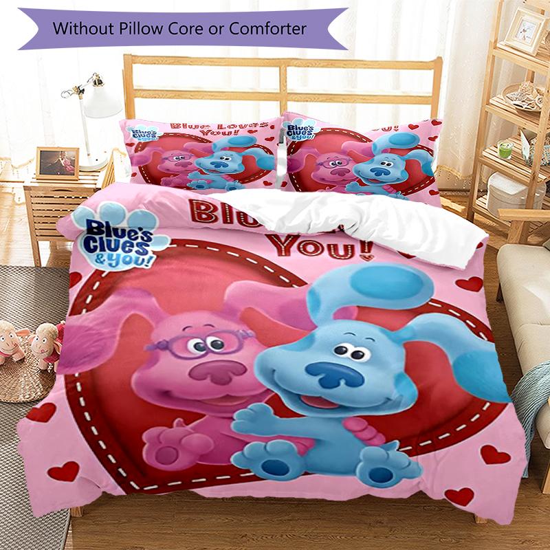 3pcs Blue's Clues Bedding Set Duvet Cover Closure Includes 1 Duvet Cover & 2 Pillowcases, Soft and Comfortable for All Seasons.