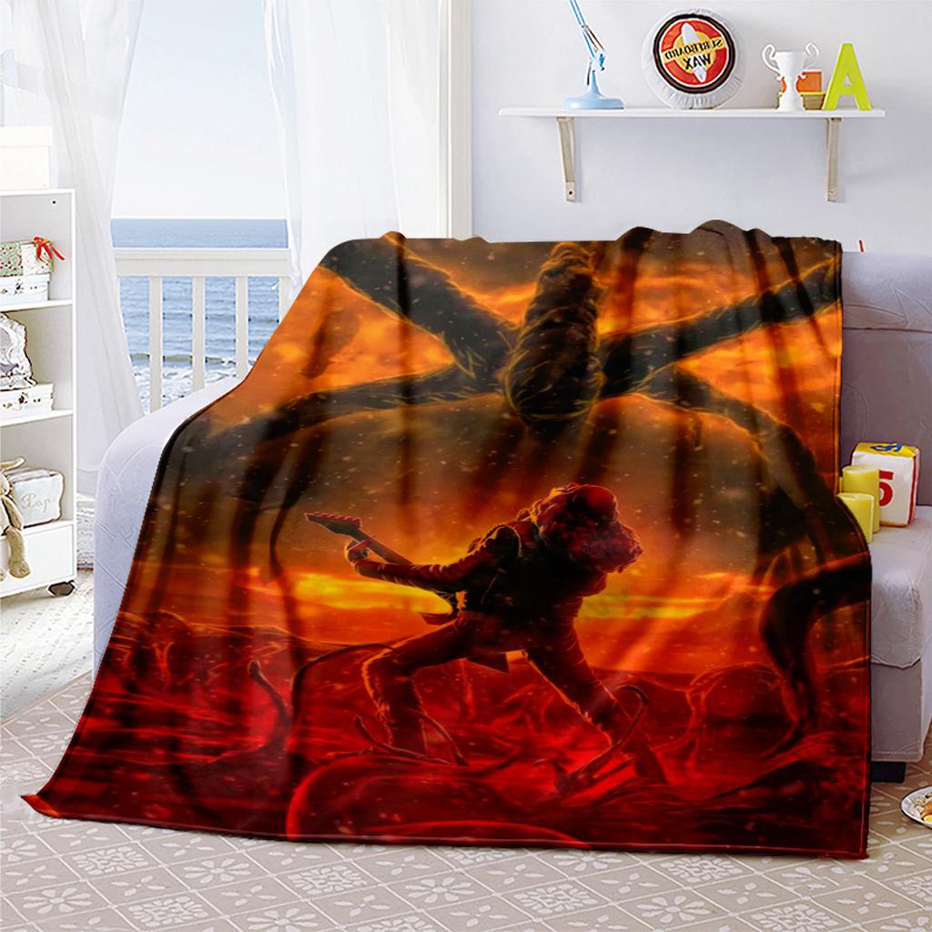 Halloween horror thriller theme Stranger Things blanket, home warming, four season bed decoration, sofa cover, flannel throwing blanket K11