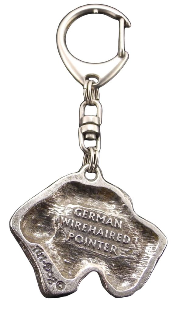 German Wirehaired Pointer - Silver-plated Key Ring with a Dog In a Gift Box, Handbag Decoration, Backpack Pendant by Art-Dog Brand