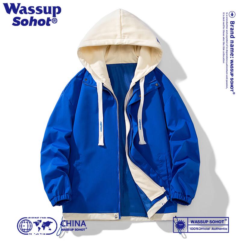 Wassup Sohot Men's Casual Hooded Baseball Jacket