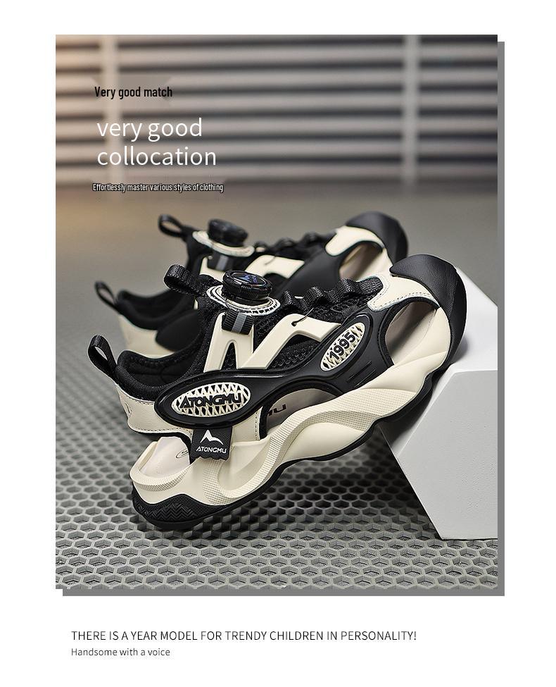 Boys' Sporty Closed-Toe Sandals: Soft Sole Beach Shoes for Big Kids Summer 2024