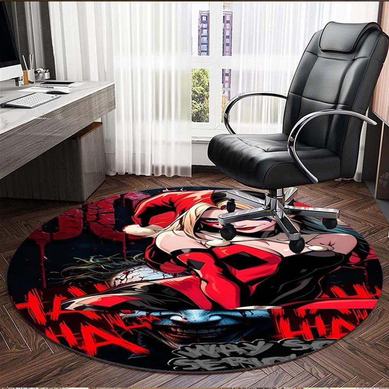 Harley Quinn Joker Print Round Rug, Washable Floor Carpet, For Entryway Dorm Laundry Room Office Study, Home Decor Birthday Christmas Gift