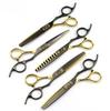 6.0-Inch Black & Gold Napson Hairdressing Scissors with Serrated, Seamless, V-Shaped & Fishbone Teeth