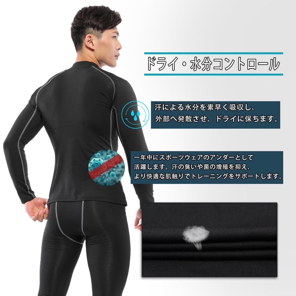 Sports Top and Bottom Compression Cool Sports UV [Nesseo] Men's Innerwear, Set, Wear, Innerwear, Underwear, Tights, Leggings, Compression, Breathable,