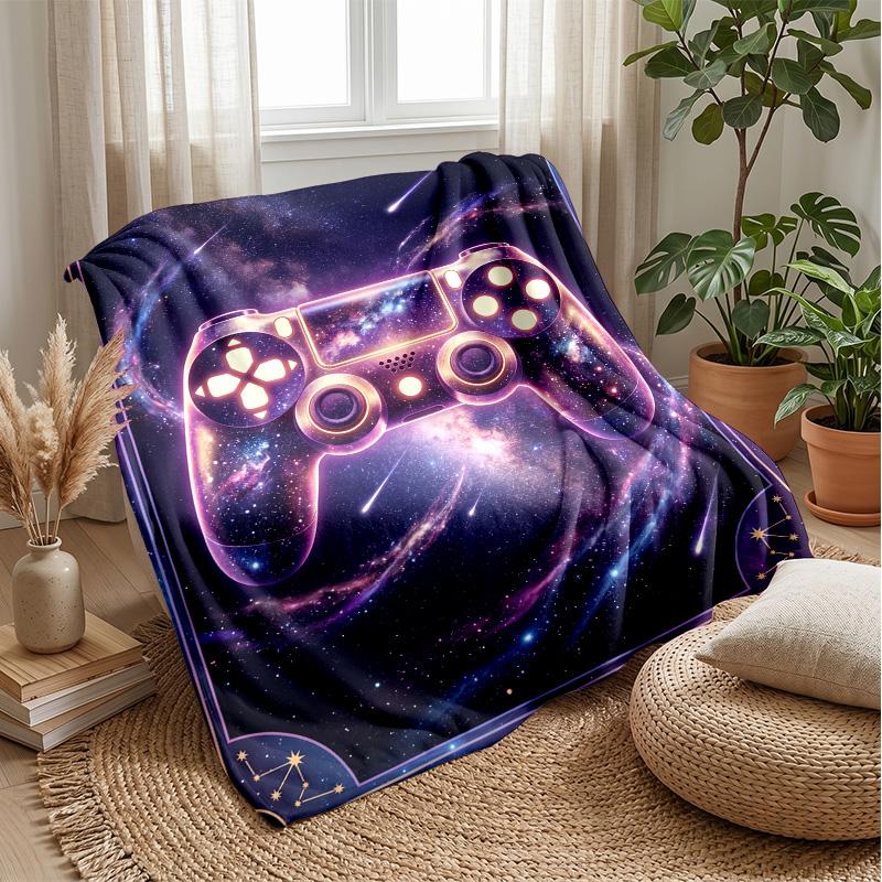 Galaxy Game Controller Theme Blanket Lightweight Warm Flannel Blanket Decorative Throw Blanket for Home Decoration