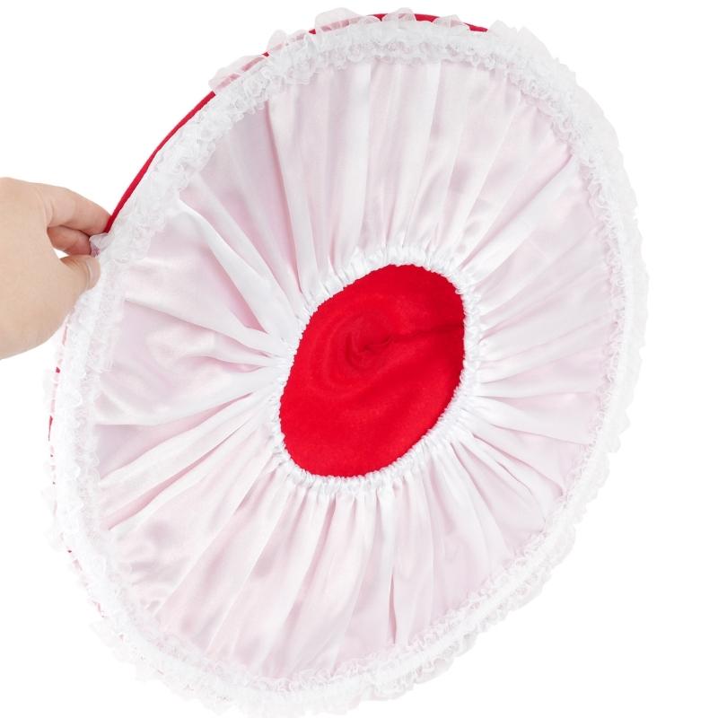 Elegant Lace Trim Mushroom Cap Party Hat For Cosplay Halloween Costume And Stage Performances with Soft NonWoven Fabric