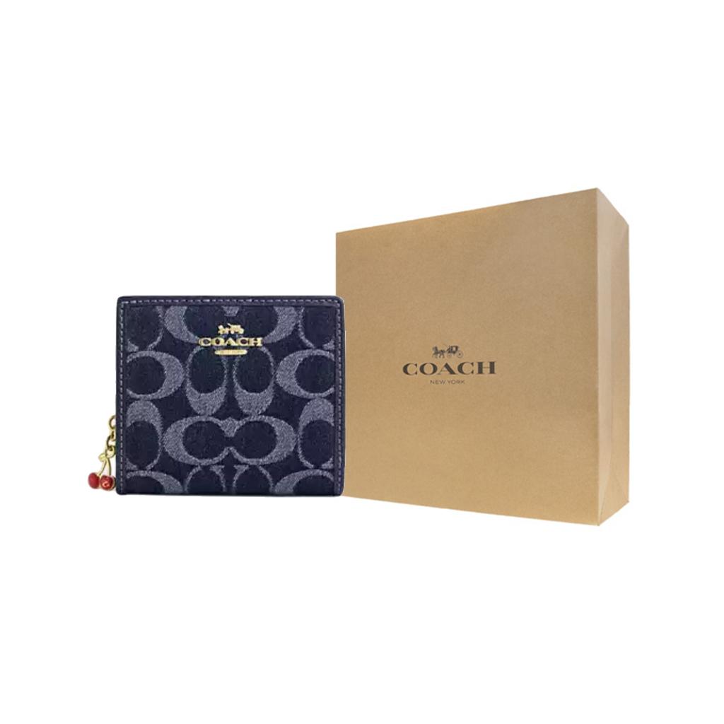 New COACH Coated Canvas Snap Closure Wallet Mini Women's Blue CAA86-IMXIA