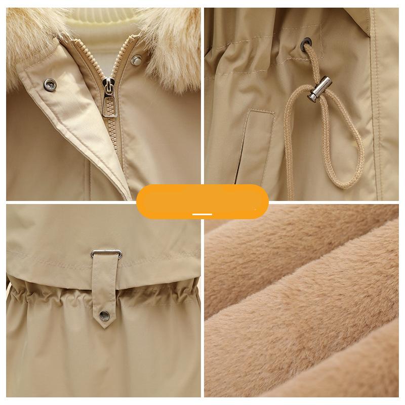 Plus Samt Verdickte Parker Jacke Damenjacke Damen Winter Locker Pelzkragen Damen