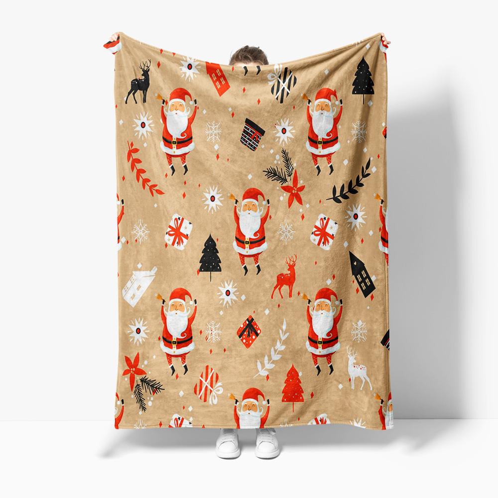 TU Cozy Christmas Throw Blanket Soft Reversible Holiday Flannel Blanket Festive Home Decor Gift Idea Farmhouse Style Throw