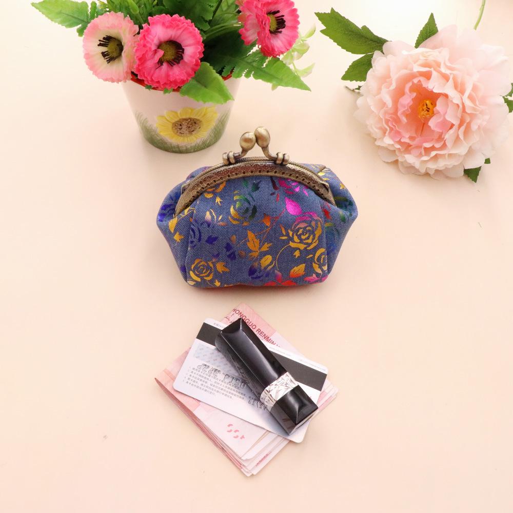 

Корейский джинсовый кошелек для монет с ромбовидным узором - Сумка с застежкой для хранения губной помады и монет 4 inches