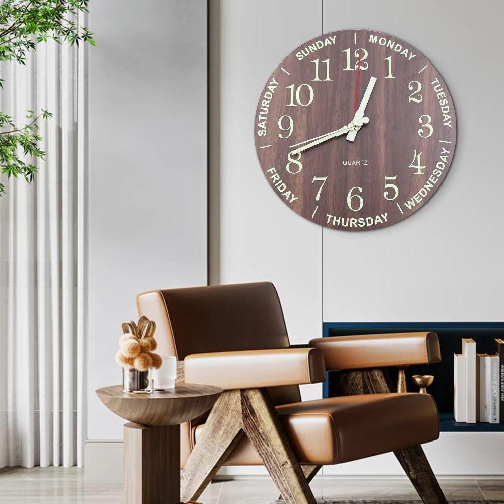Silent Night Light Hanging Clock Glow In The Dark Wall Time Clock Round Quartz Clock  Office