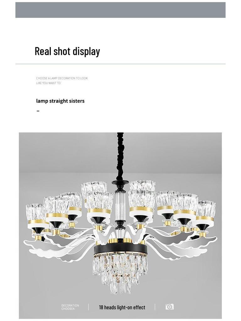 Chinese Style Luminous Crystal Chandelier: Modern Luxury Lighting for Living Rooms and Halls