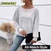 Women's Fashion Casual O-Neck Long Sleeve Blouses & Shirts