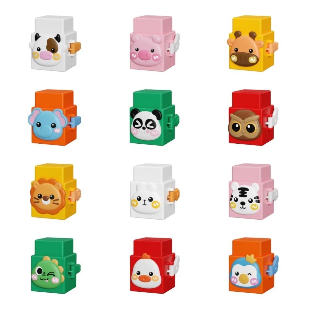 12pcs/set Interactive Learning Stacking Cubes Montessori Animal Blocks Educational Toys Baby Use