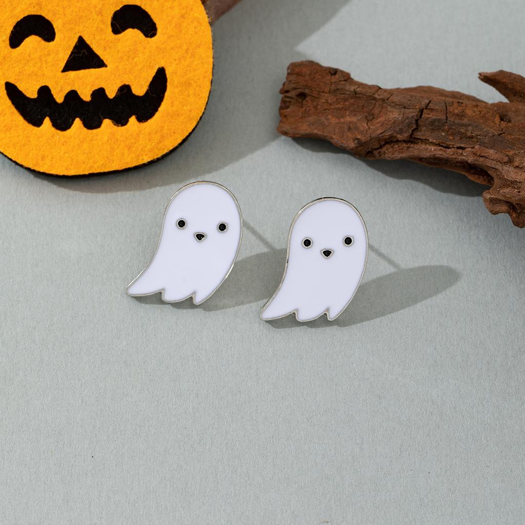 Funny Cartoon Little Devil Vampire Bat Black Cat Hollowed-out Skull Hand Earrings for Women Friends Halloween Party Jewelry Gift