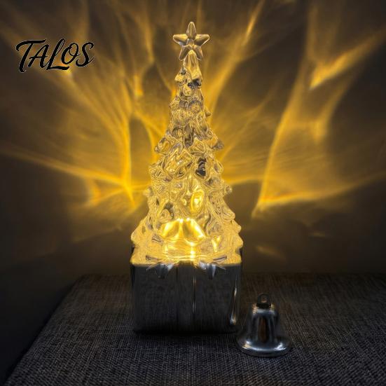 Christmas Party Atmosphere Decor Mini LED Light Up Faux Crystal Tree Figurine, Lighted Xmas Holiday Ornament for Bedside Table Centerpiece with
