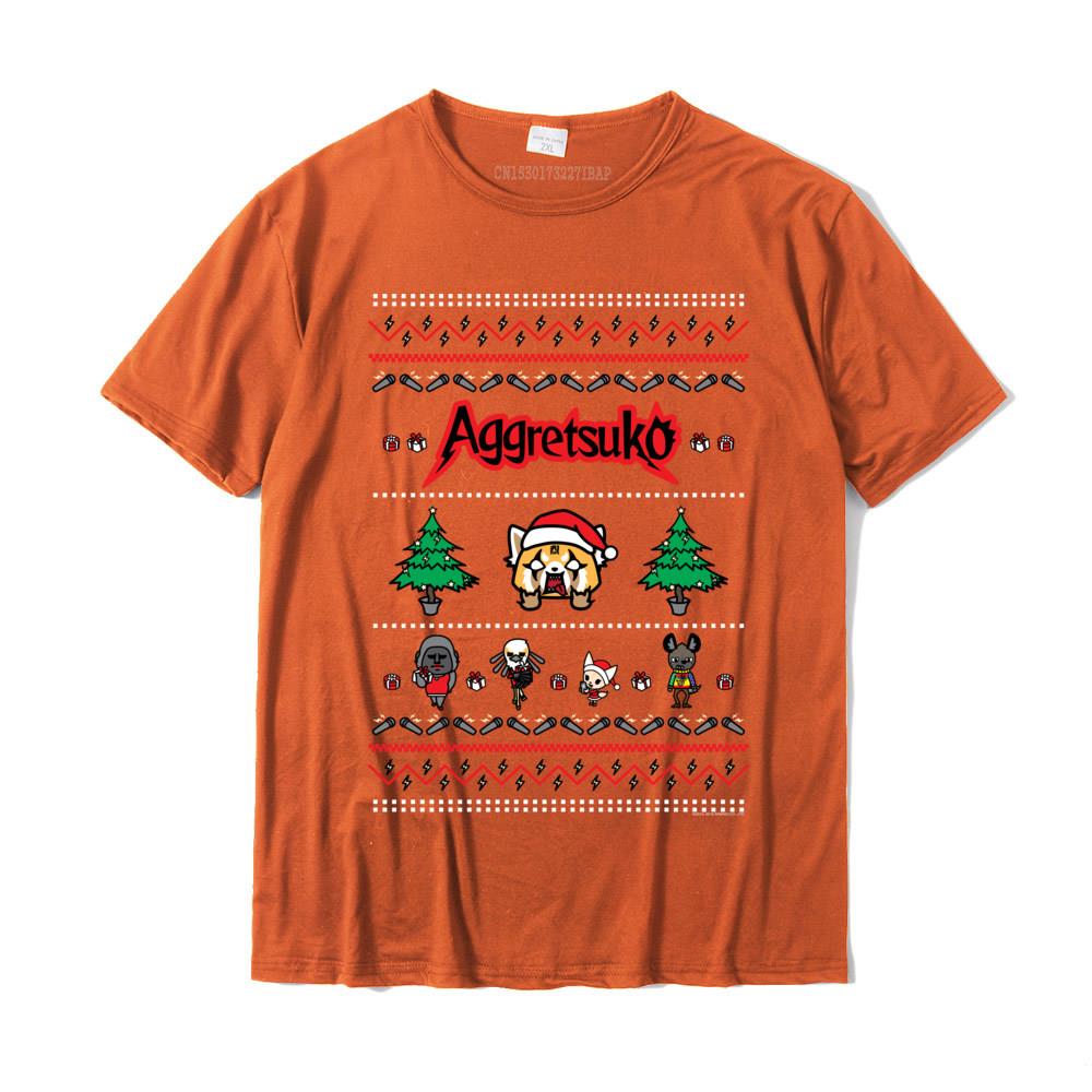 Aggretsuko Ugly Christmas Sweater Rage Short Sleeve Shirt Customized Tops Shirt Cotton Unisex T Shirts Customized Retro