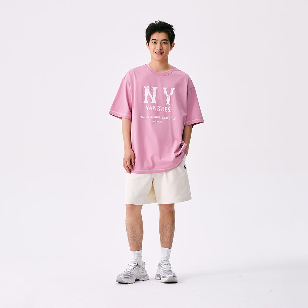 New MLB New York Yankees Basic Collection SS25 T Shirt Unisex Pink 3ATSB1153-50PKP