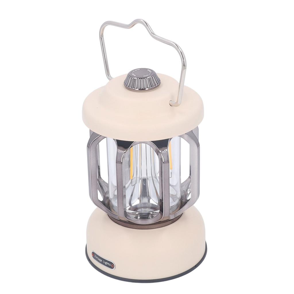 Retro Camping Lantern Vintage Camping Lamp Type C Rechargeable 3 Modes Dimmable with Hook Waterproof LED Tent Lamp for