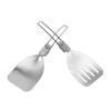 2pcs 304 Stainless Steel Spatula Foldable Food Turner Portable Spatula for Outdoor Picnic Equipment