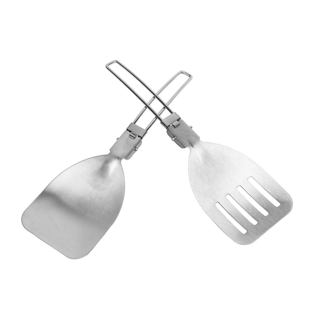 2pcs 304 Stainless Steel Spatula Foldable Food Turner Portable Spatula for Outdoor Picnic Equipment