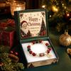 Personalized Custom Engraved Christmas Theme Bracelet with and Natural, Holiday Jewelry Gift