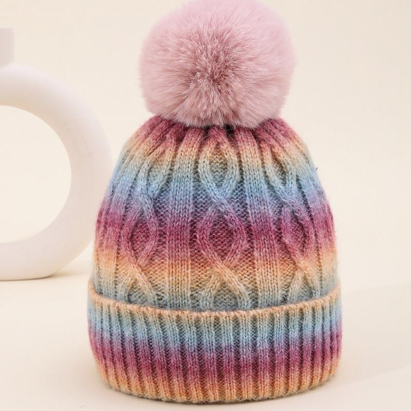Wintermütze Kinder Winter Neu Samt Outdoor Thermomütze Batik Farbverlauf Wollmütze
