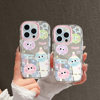 Colored Coal Balls Suitable for Apple 16promax Mobile Phone Case Iphone15plus Mirror 14 13 Anti Fall 17 Women