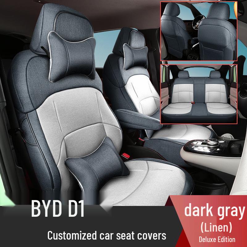 All-Season Linen Car Seat Covers for BYD D1 - Full Coverage