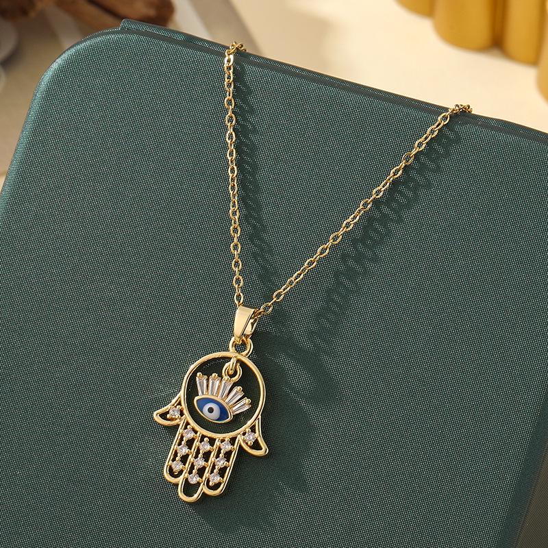 Beliebte Halskette mit blauem bösen Blick aus Titanstahl für Damen – Vielseitiger und personalisierter Schlüsselbeinkettenschmuck