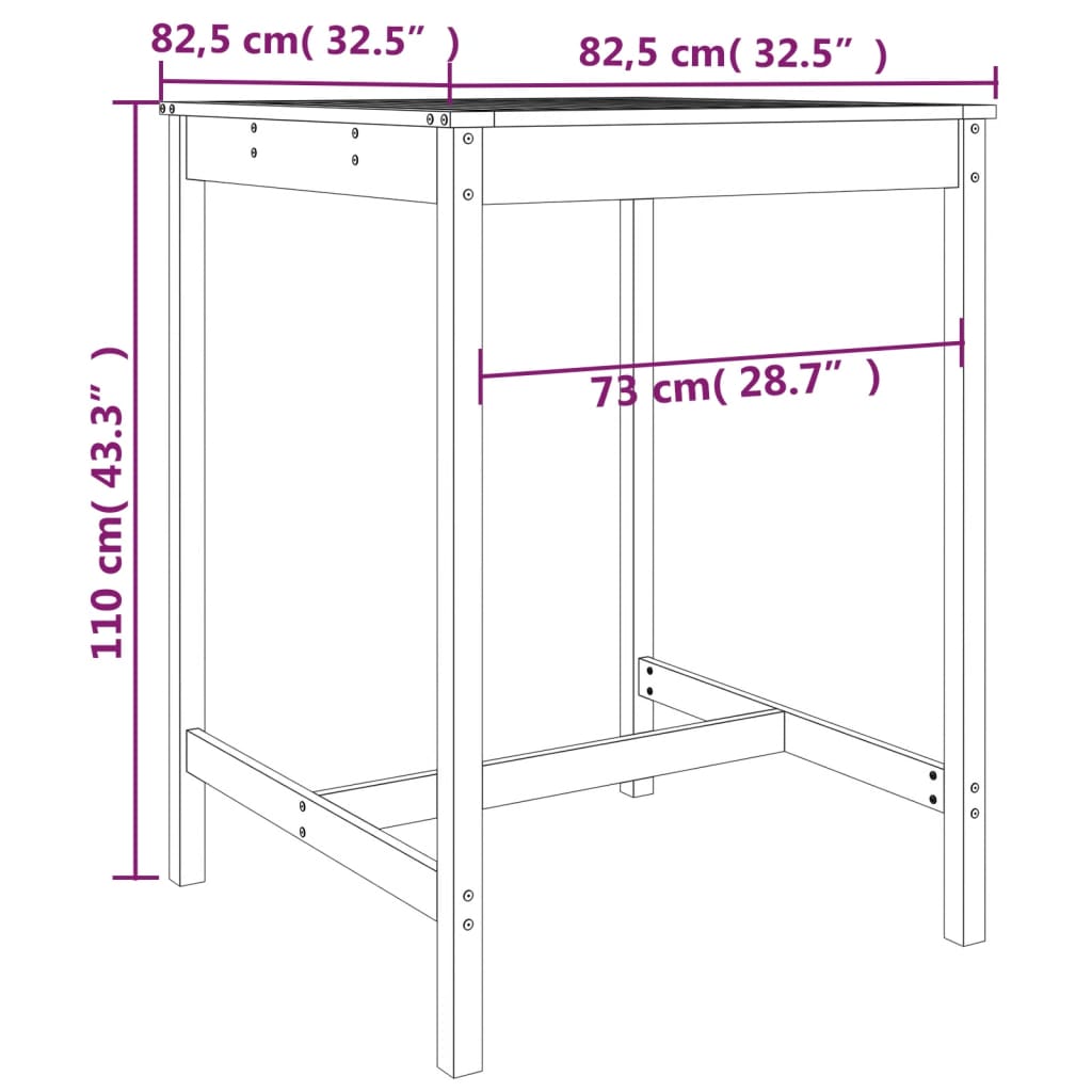 3 Piece Garden Bar Set Solid Douglas Fir Wood