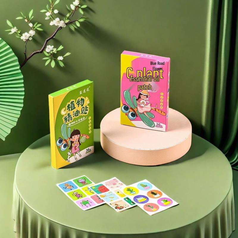 120 Blue Lotus Mosquito & Insect Repellent Oil Patches for Adults & Kids - Cartoon Design for Outdoor Use