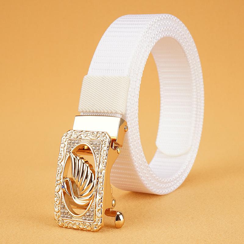 

Новый женский ремень для поездок на работу с автоматической пряжкой из нейлона, универсальный двухслойный толстый ремень для отдыха на природе 110cm