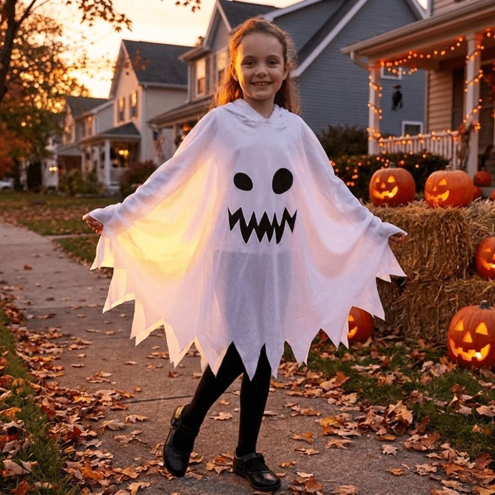 Creative Kids Hooded Cape Glow In The Dark Halloween Cosplay Costume  Trick Or Treat
