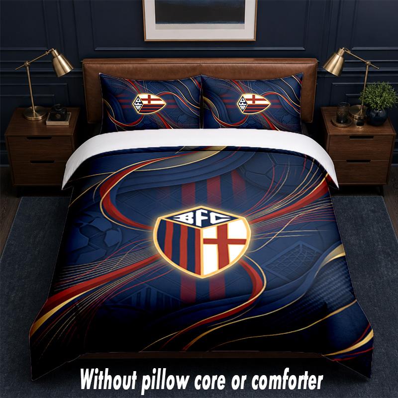 Bologna FC Design Bed Bedding Set 1 Duvet Cover + 2 Pillowcases Soft Breathable Household Bed Linens