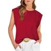 Women's Round Neck Sleeveless Cap Shoulder Loose Fit Elegant Commute Tank Top Solid Color Casual Tee