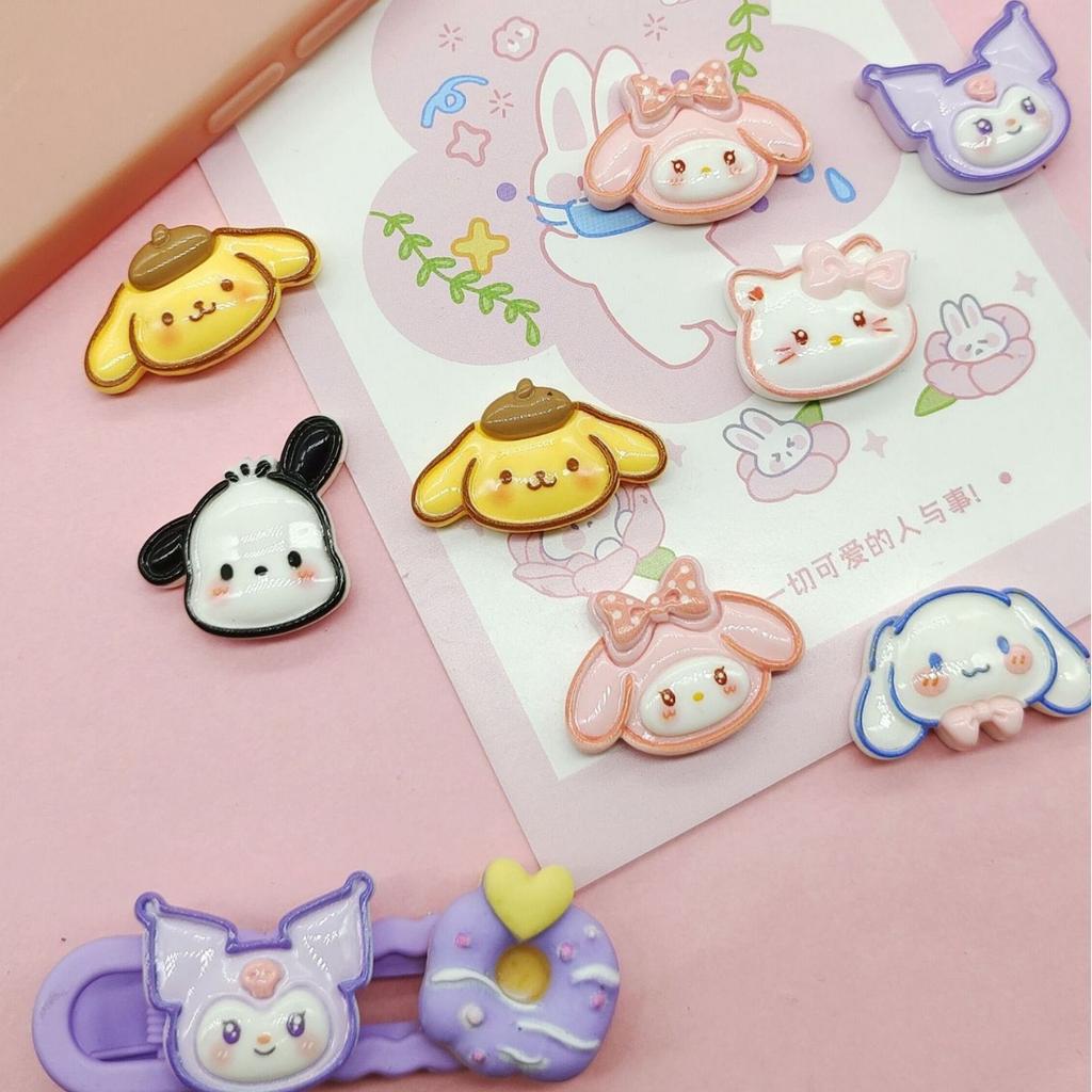 24/60PCS Cute Cartoon Bright Face DIY Handmade Material Resin Small Accessories Cream Gel Phone Case Hair Clip Accessories