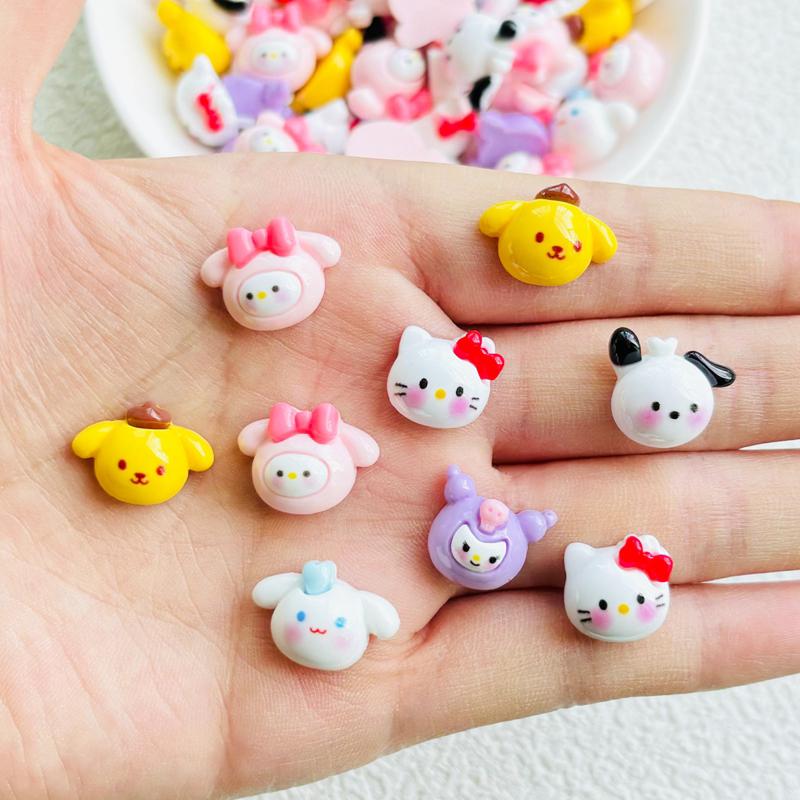 20 Pcs New Kawaii Cartoon Kitten, Puppy, Rabbit Resin Flat Back Scrapbook Figurine Diy Bow Decor Accessories Crafts A14