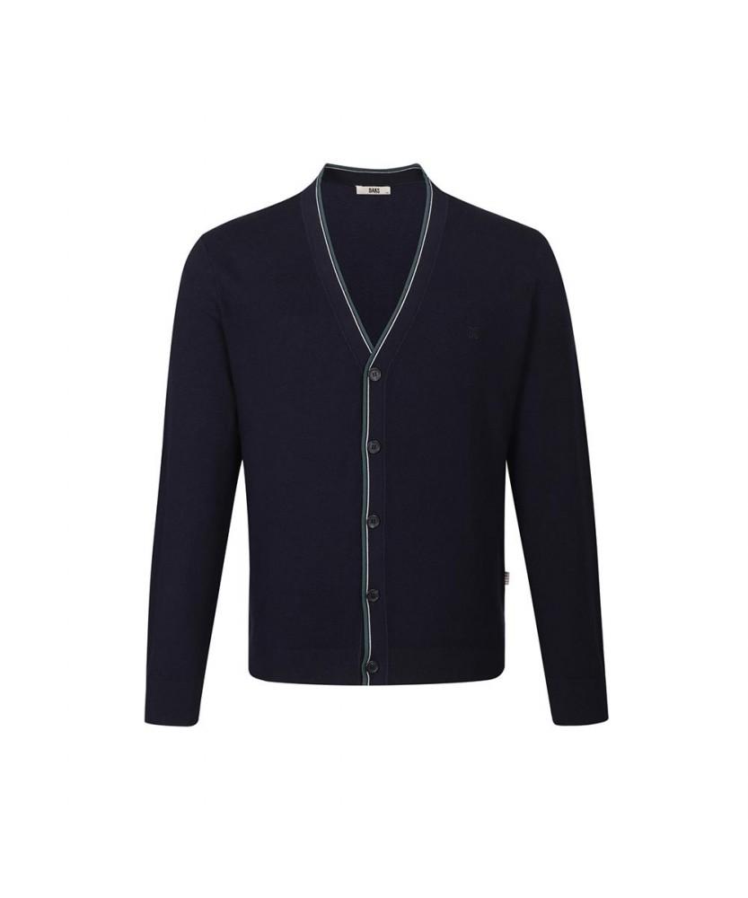 Daks Shirts Tipping Contrast Cardigan Navy_Dla1Swcd101N1