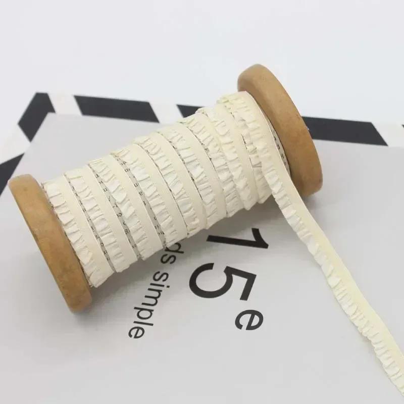 5-30Meters Meetee 10mm Elastic Bands Garment Stretch Ruffled Lace Trim Hairband Rubber Tapes DIY Clothing Sewing Accessories