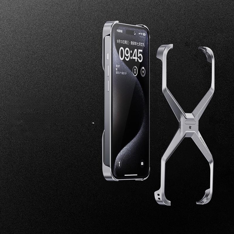 

Чехол-бампер из алюминиевого сплава X Fit для iPhone 15 14 13 Pro Max 15Pro 14Pro 15ProMax IPhone15, противоударный чехол For iPhone 15 серебряный