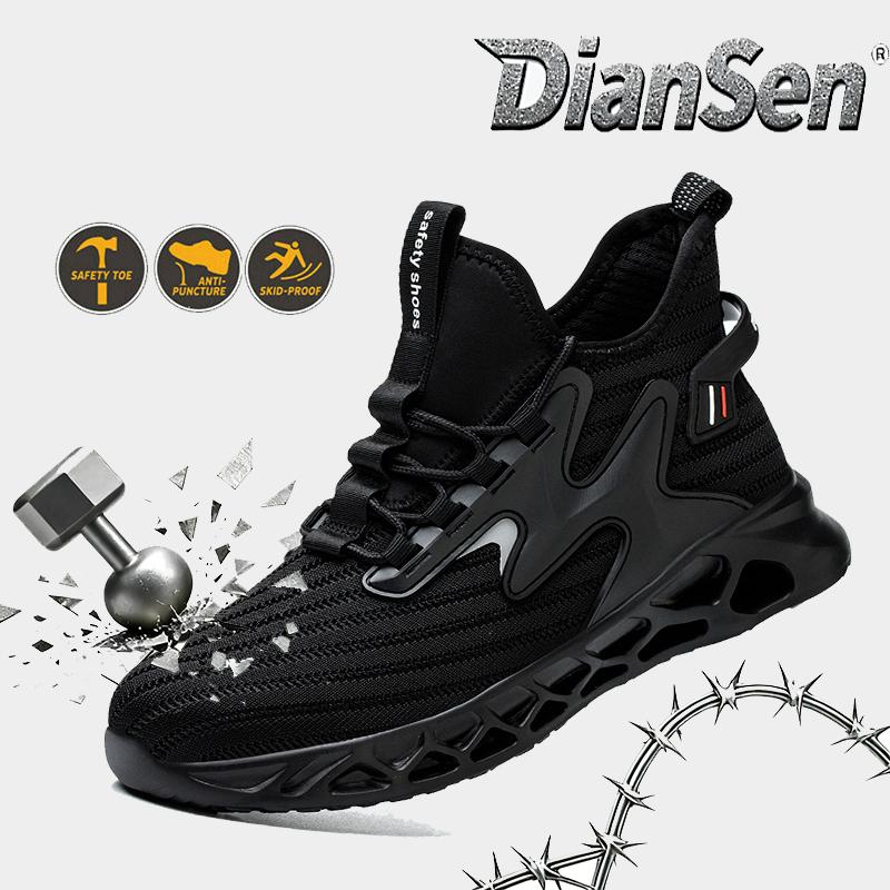 Men'S Steel Toe Work Boots Lightweight Safety Shoes Anti-Smash Anti-Puncture Breathable Casual Footwear For Warehouse & Logistic