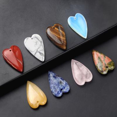 1PC Design Long Heart Stone Pendant Natural Crystal Arrowhead Hearts Amethyst Charms Making DIY Necklace Earrings Jewelry Decor