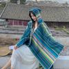 Poncho Capă Neagră Solidă cu Franjuri la Tiv, Deschis în Față, Șal Wrap Moale din Cașmir Sintetic pentru Femei
