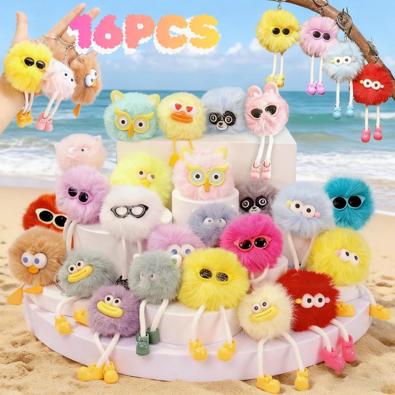 

16-48Pcs Cute Keychain Bulk Plush Keychains Classroom Prizes Goodie Bags Stuffers for Kids Birhday Party Favors(Mix Color)
