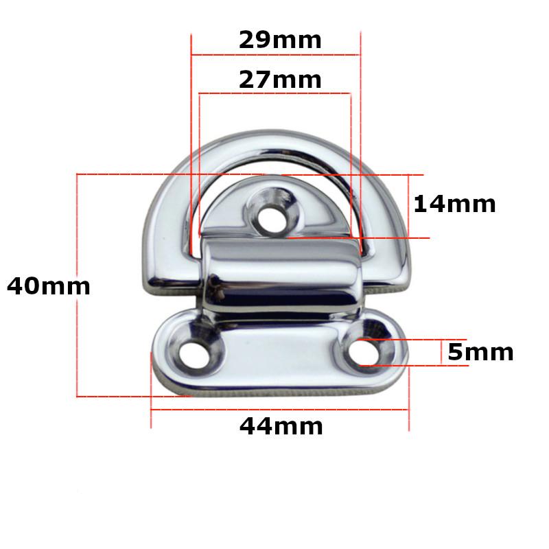 6mm Folding Deck Pad Eyes Lashing D Ring Tie Down Point Anchor Fixing Cleat Plate Mirror Polish Marine Grade 316 Stainless Steel