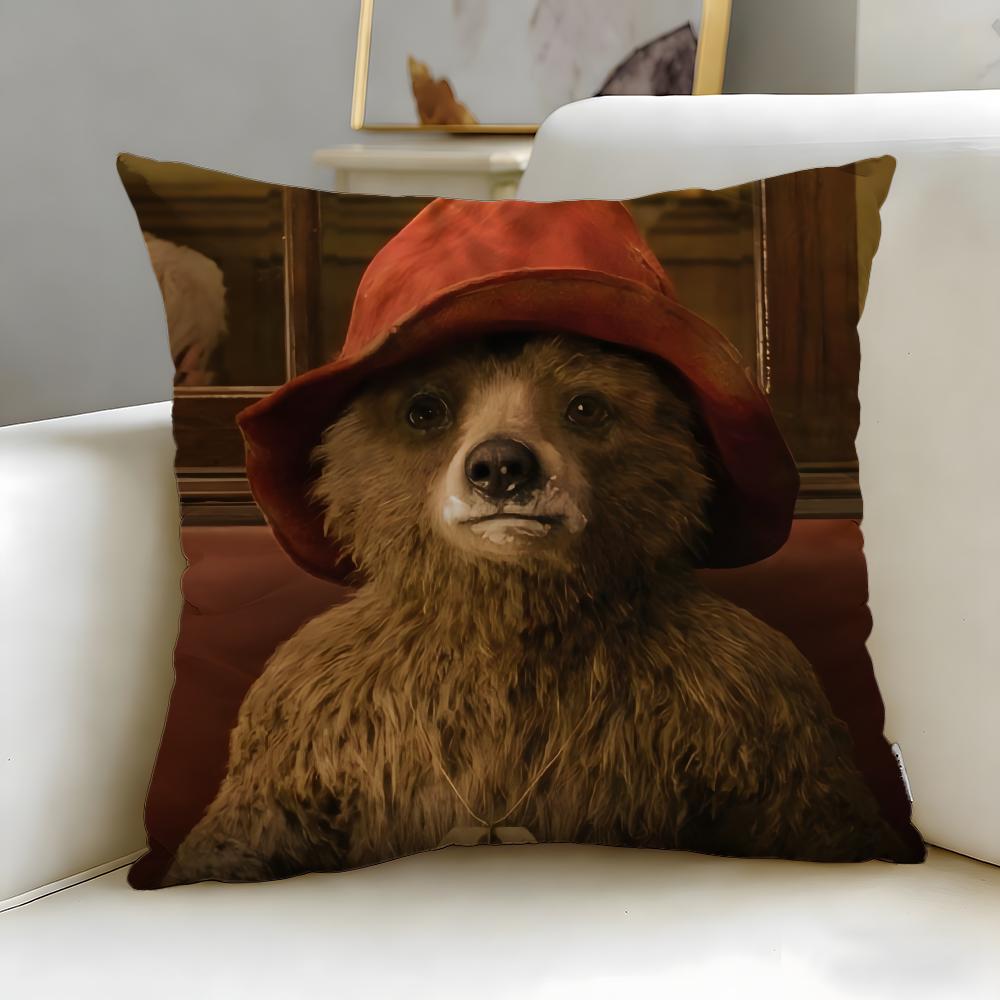 Fashion PPaddington Beariou Cushion Cover Stylish Washable Pillow Cover Ideal for Couch Bedroom Car Decoration