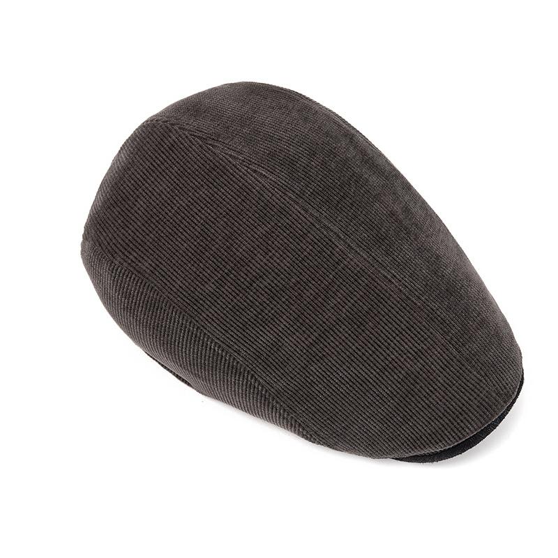 Men's Beret Autumn Winter Velvet Warm Cap British Vintage Corduroy Forward Cap Painter's Hat