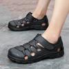 WTEMPO Herren Sommer Watsandalen Sommer Aushöhlen Einfarbig Bindung Weiche Sohle Atmungsaktiv Deodorant Rutschfest Wasserdicht Lässige Sport-Strandschuhe