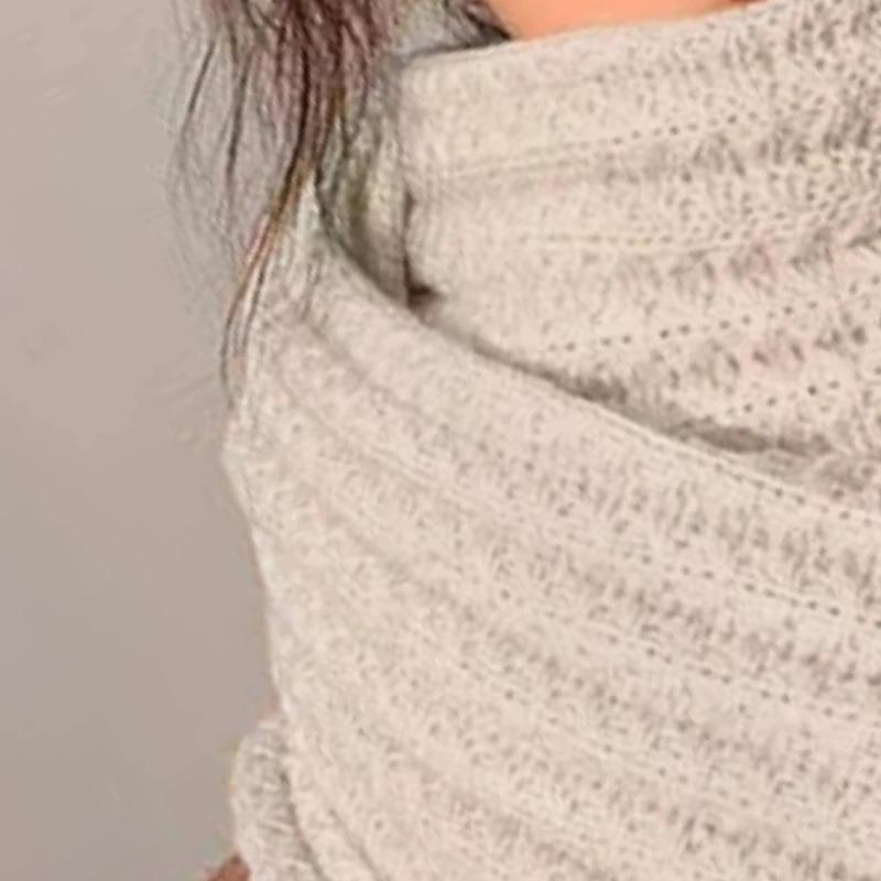 Women's Black White Knitted Scarf Solid Color Casual Formal Mourning Scarf